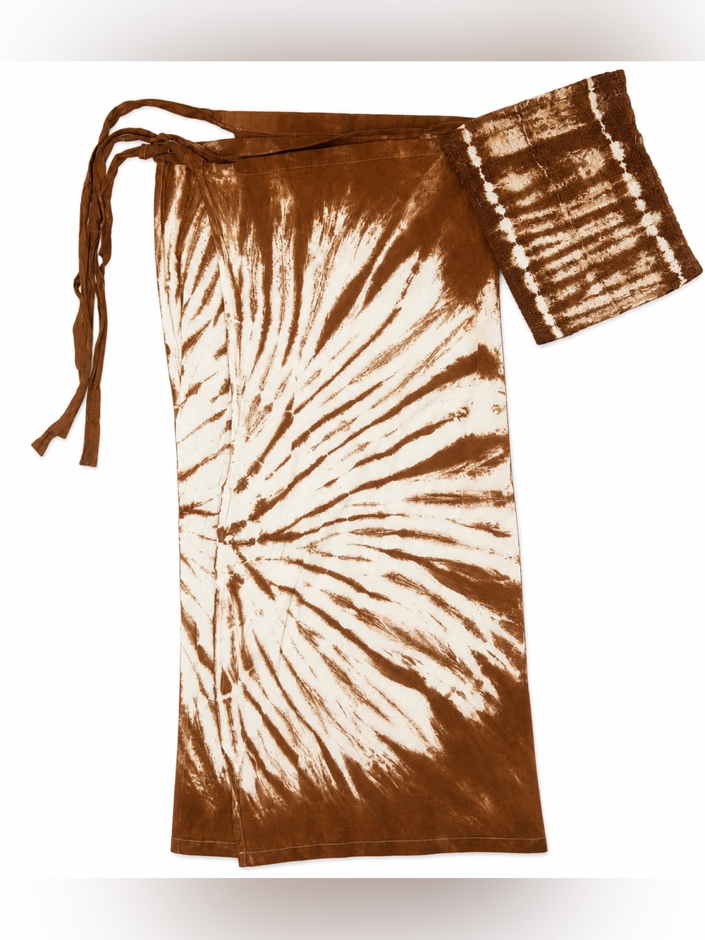 Tie-Dye Wrap Skirt in Brown and Cream